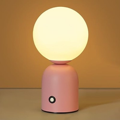 Cute Macaron Color Rechargeable Night Light, Metal Base, Acrylic Round Pink