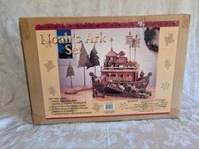 Vtg NIB Noah's Ark Large Wooden Set Polyresin 20 Animals Noah - Biblical Decor
