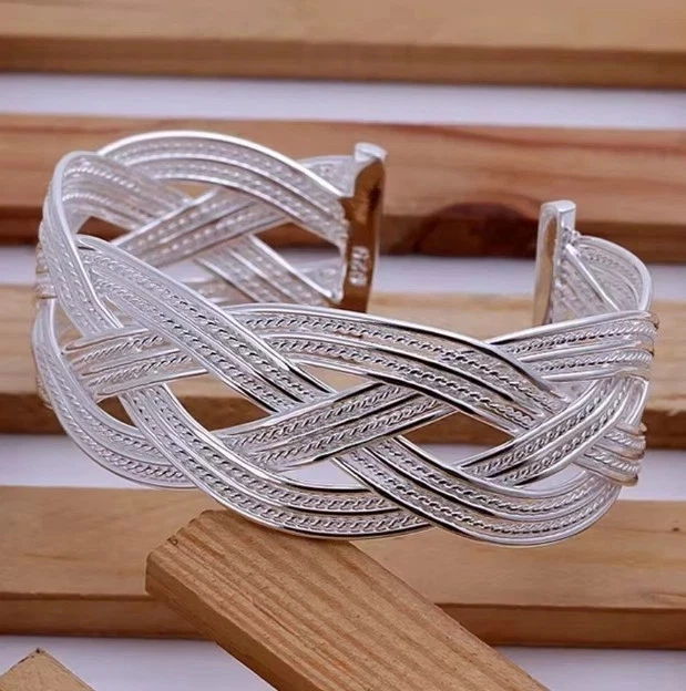 EDLES Armband 925 SILBER massiv Armkette BREITER ARMREIF Armzange Zirkonia Ring - Bild 2 von 3