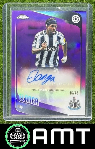 Anthony Elanga Auto 2025-26 Topps Chrome UEFA CC 16/75 Purple Newcastle