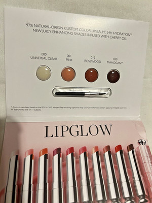 Dior Lip Glow Sample Lip Balm Card: Pink, Clear, Rosewood, Mahogany 0.40G NEW