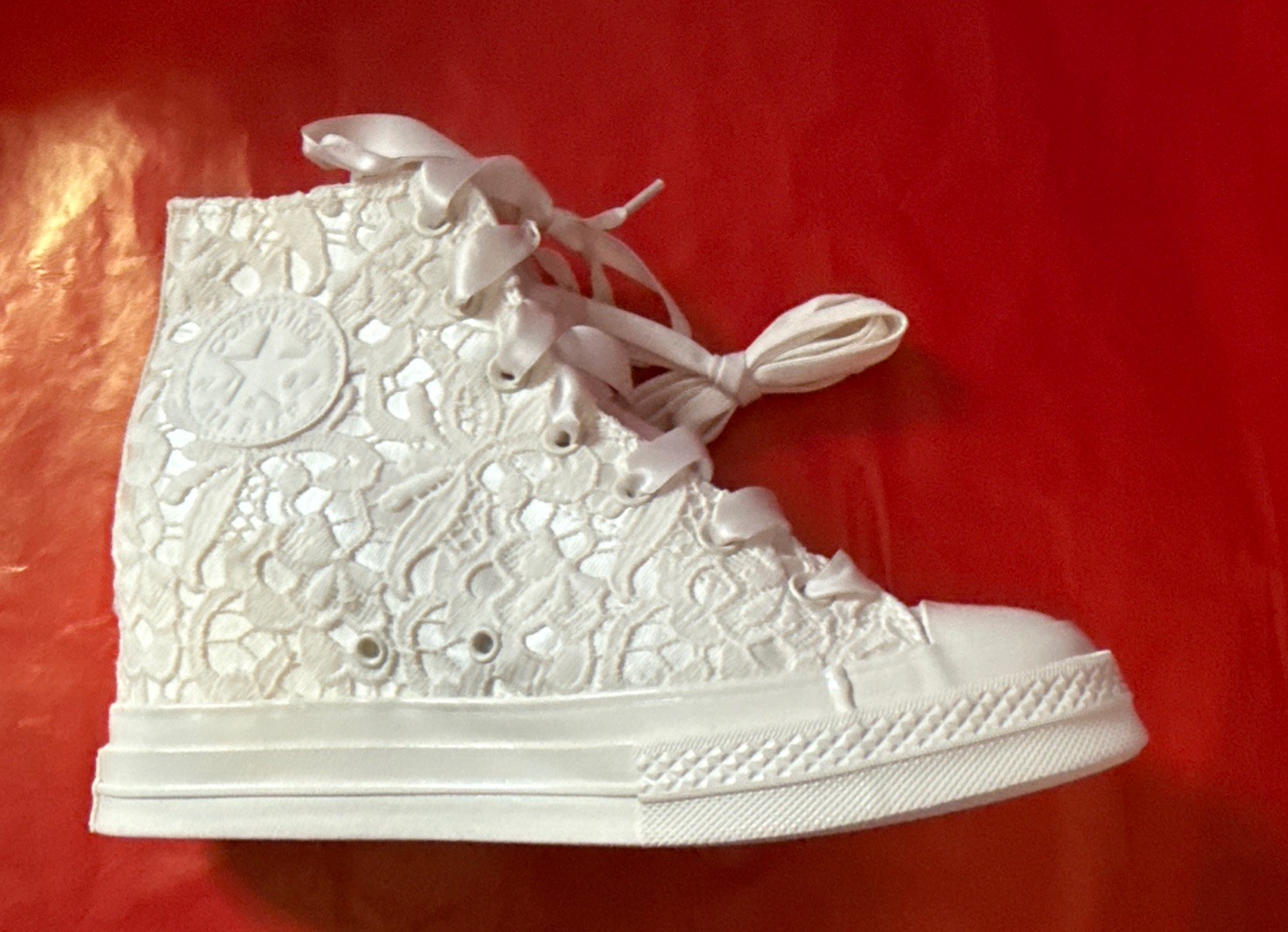 New Converse Chuck Taylor Sz 9 Egret/Black Sneakers Women Shoes Bridal Crochet thumbnail 11