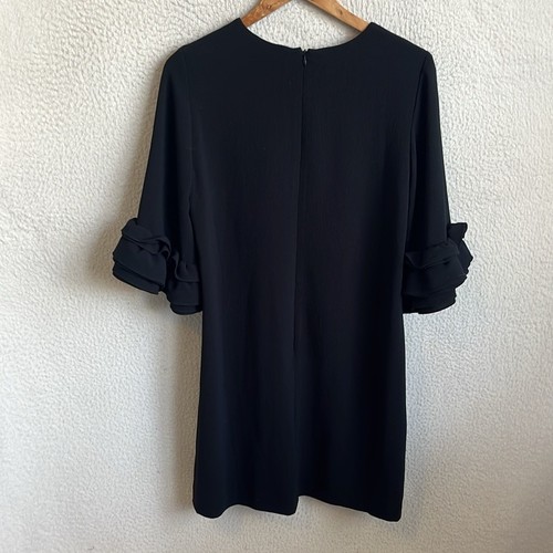 Vestido Club Monaco Manga Volantes Talla 6 Negro Crepé - Imagen 5 de 6