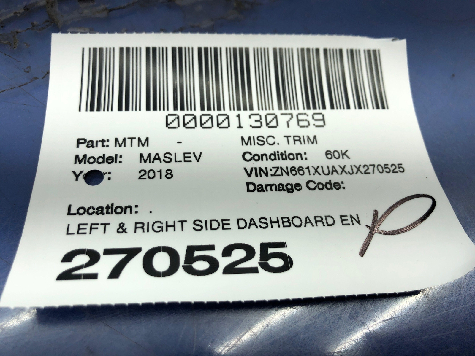 Maserati Levante 2017-2020 Right Caps Set Black