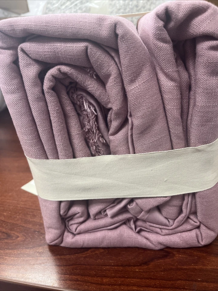 Juego de funda nórdica y farsa Casaluna de mezcla de lino pesado -Noche Mauve King Foto 3 de 3