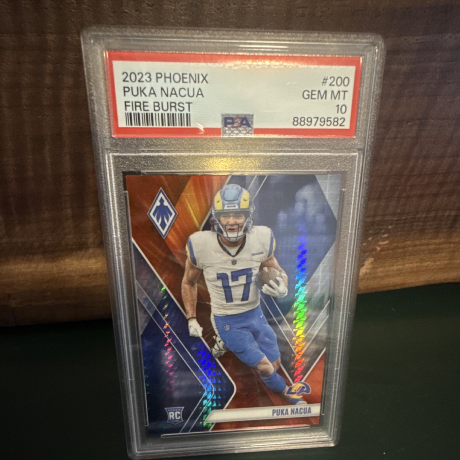 2023 Panini Phoenix Puka Nacua Fire Burst Rookie #200 PSA 10 Serial /340