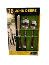 NIB John Deere Gibson 16 Pc Stainless Steel Flatware Set Service for 4 Tractor