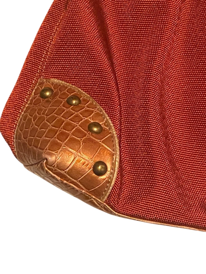 Kathy Van Zeeland Y2k Burnt Orange Satchel Purse With Western Style Conchos - Image 3 of 4