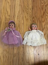 2 Vtg Antique 1940s 9  Occupied Japan Celluloid Flapper Girl Doll Dress