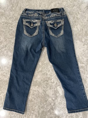Love Indigo Premium Womens Capris Size 4 Embellished Denim Blue Jeans | eBay