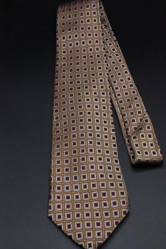 Corbata de seda Robert Talbot. Naranja con geométrico granate limpio. Foto 2 de 3