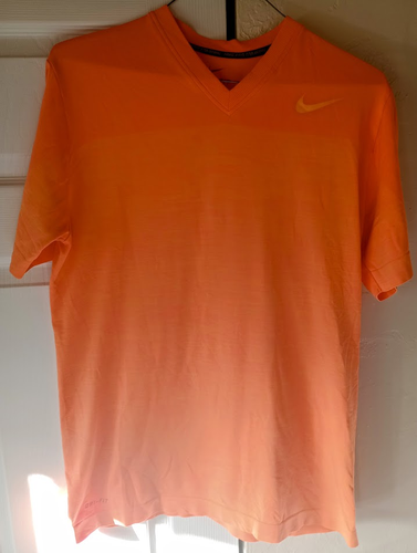 NIKE Top Dri FIT Naranja Manga Corta Camiseta Ropa Activa Deportes Correr Unisex XL