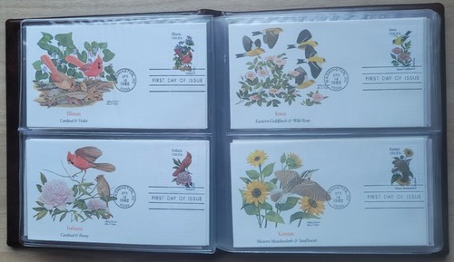 USA 1982 Birds and Flowers full set of 50 First Day Covers in binder & slipcase - Picture 3 of 11