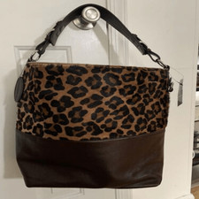 Wilson Leather Purse Tote Leopard Print  Brown New