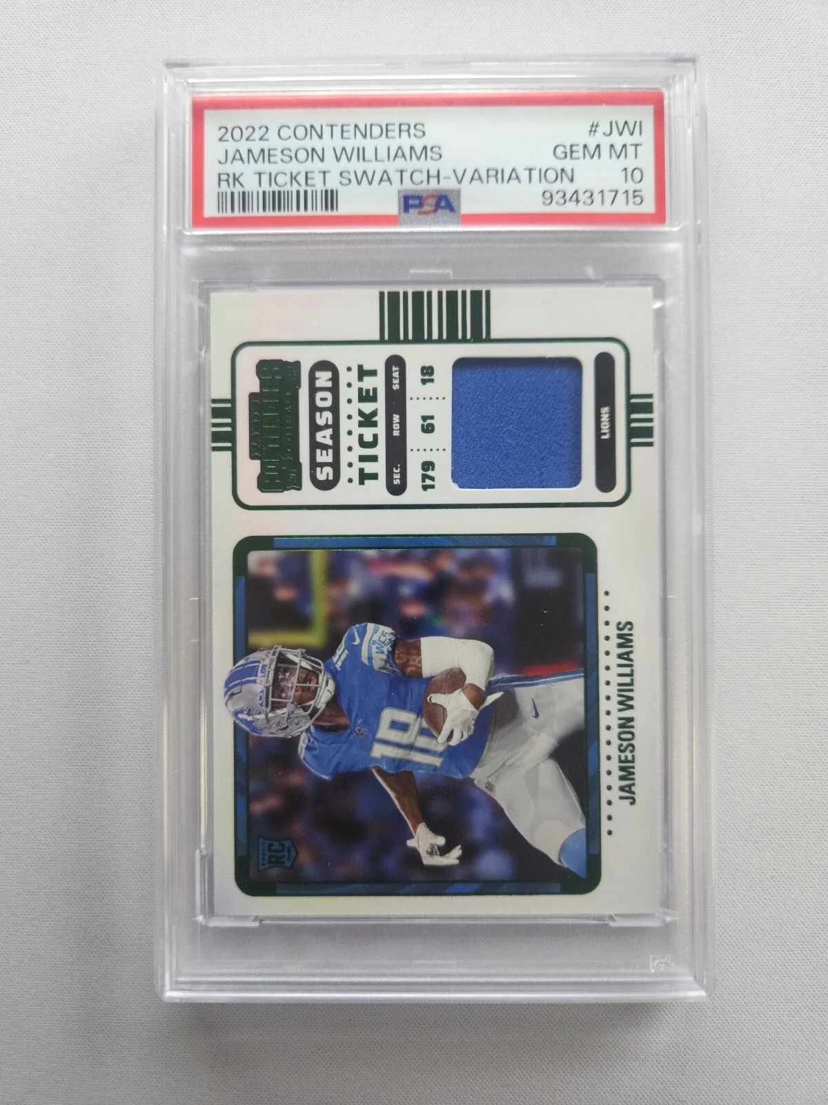 Jameson Williams Panini Contenders Rookie Ticket Swatches #JWI Variation