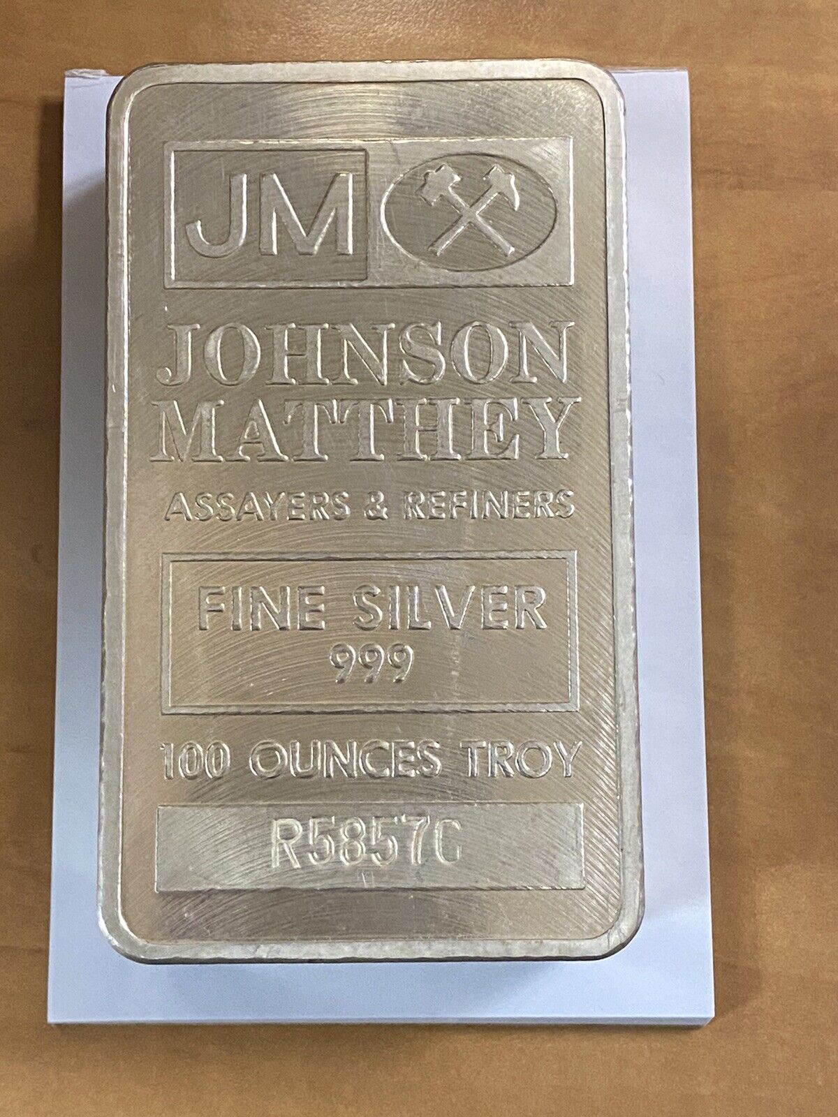 Johnson Matthey 100 oz Silver Bar, Unlisted Serial # with C Suffix