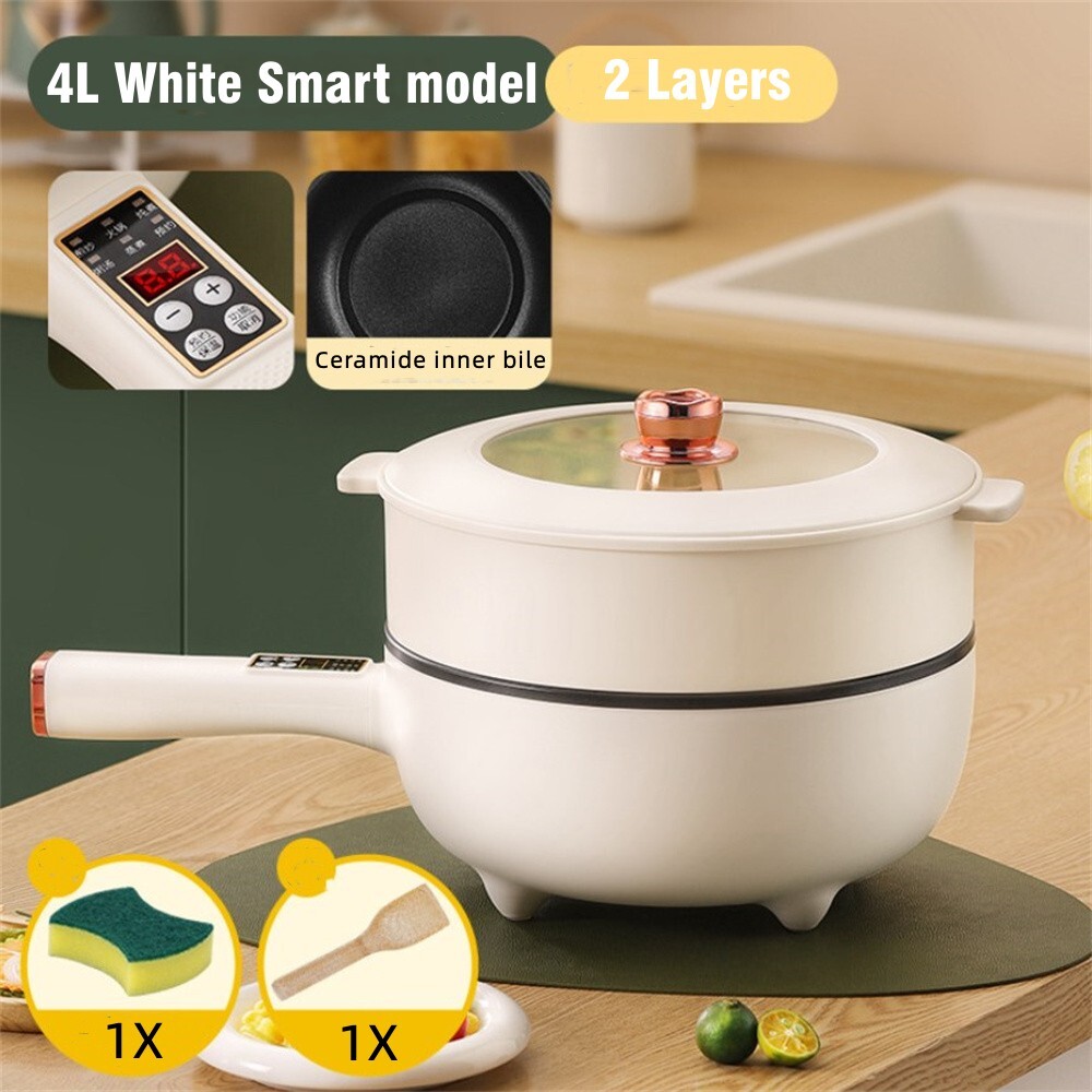 4L Electric Stirfry Wok NonStick Frying Pan Food Steamer Smart