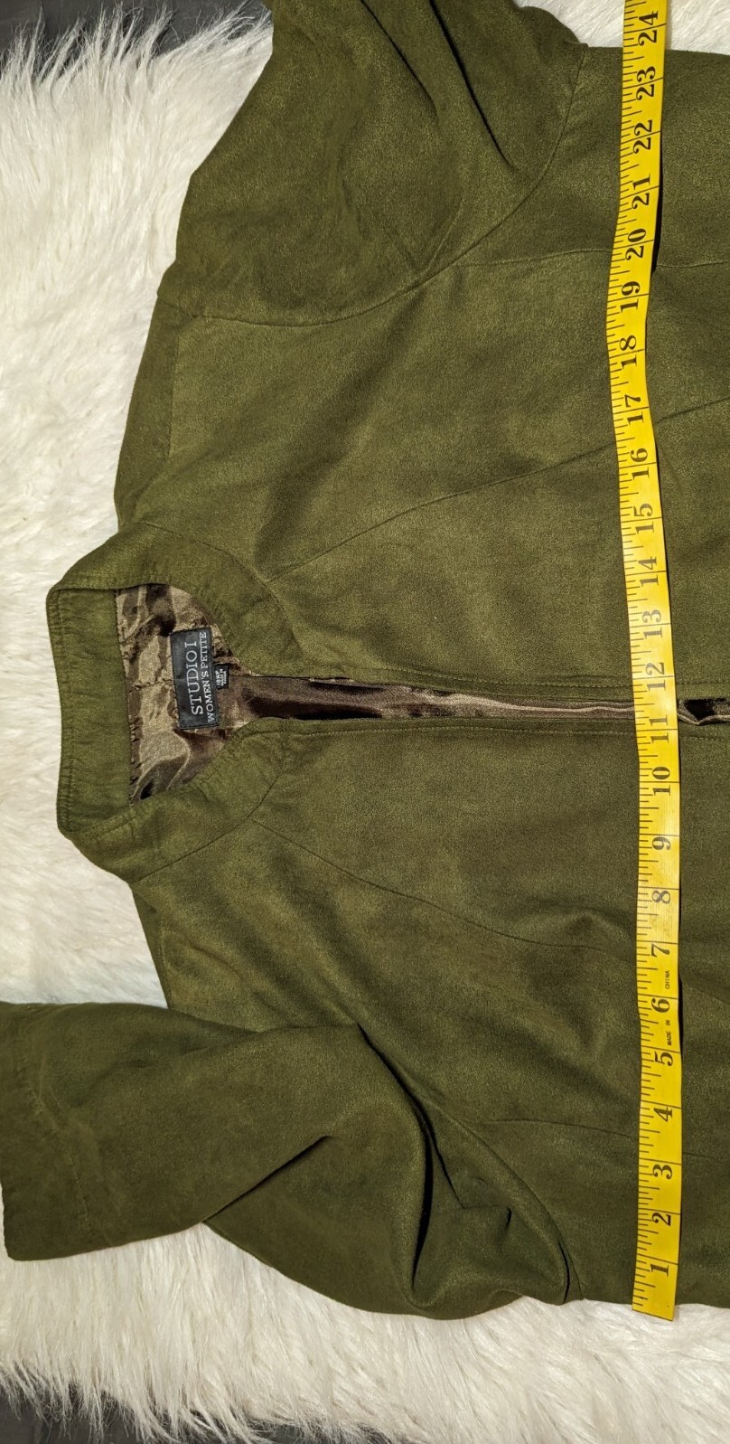 STUDIO I Army Green Blazer Tank Top 2 Piece Suit Set Open Front PLUS PETITE 18WP