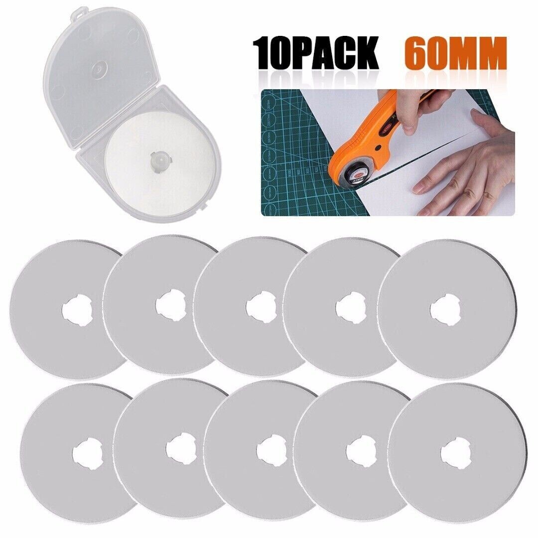 10PCS 60mm Rotary Cutter Blades Patchwork Sewing Fabric Paper Cloth Cutting Tool