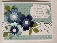 Punched floral thanks friend get well blues card kit of 10 made with Stampin' Up
