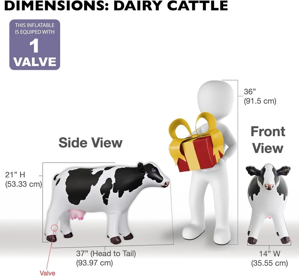 Jet Creations 37 дюймов надувная корова — фигурка сельскохозяйственного животного игрушка для вечеринки на день рождения - Изображение 4 из 4