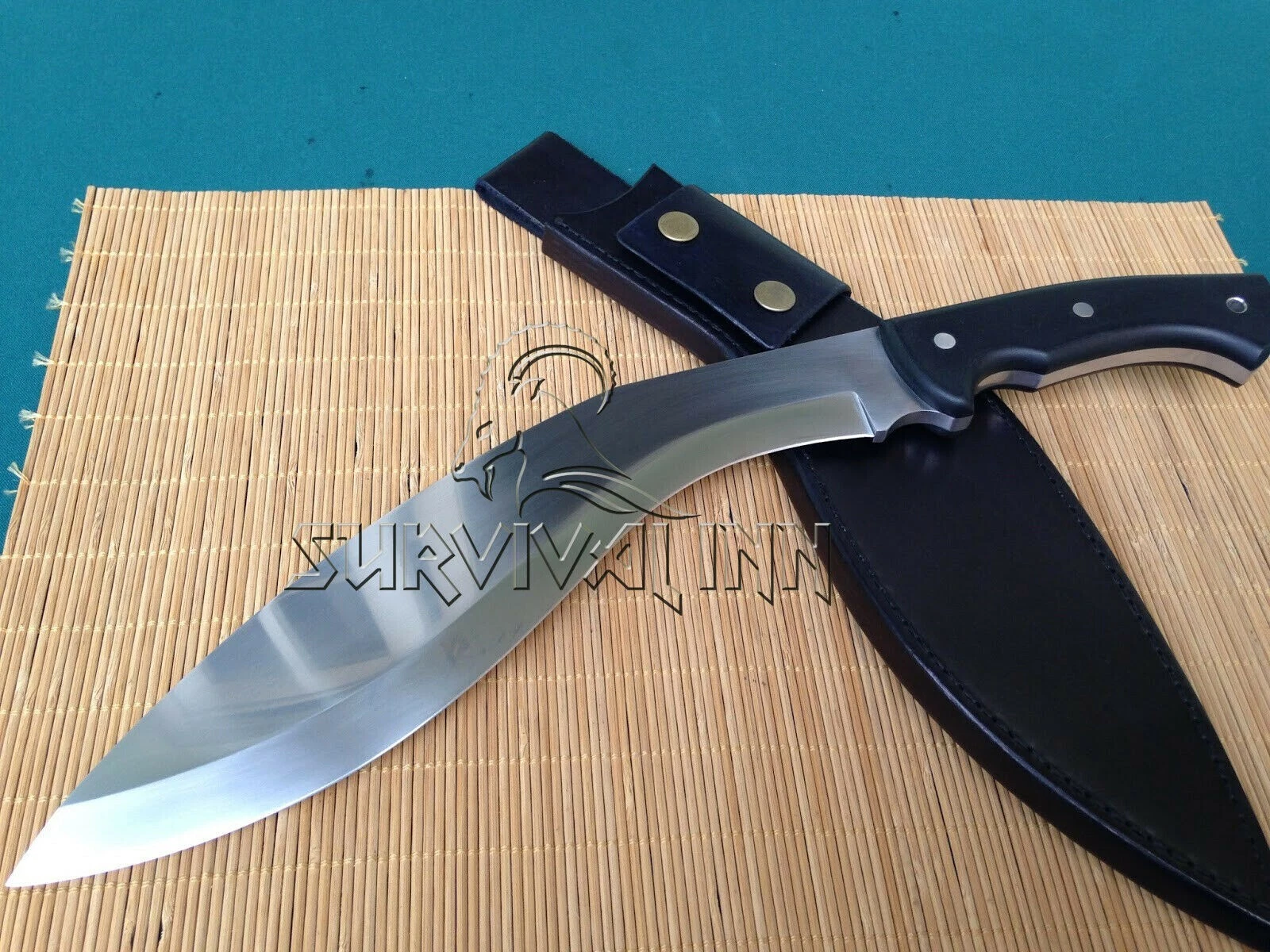FIF CUSTOM HANDMADE BLACK G-10 STEEL HUNTSMAN SURVIVAL KUKRI KNIFE WITH SHEATH