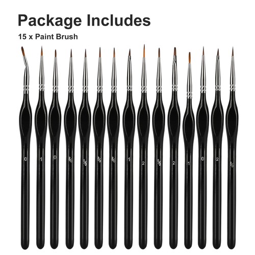 15PCS Miniature Paint Brushes Fine Tip Set for Art Nail Model Craft Oil Painting - Picture 7 of 7