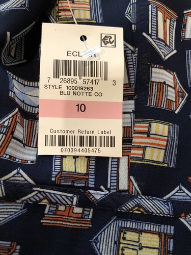 NWT Maison Jules Womens Flounce-Trim Fit & Flare Dress, Blue House Print Size 10 - Picture 11 of 12
