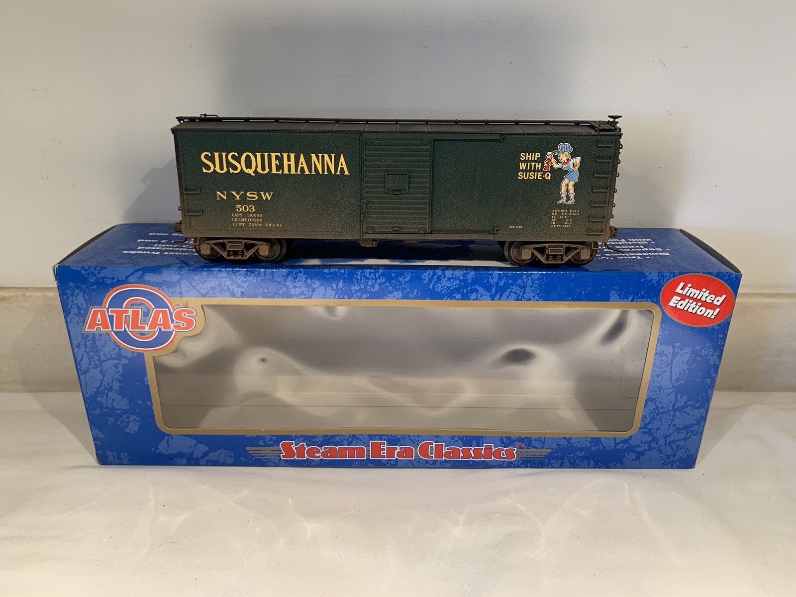 WEATHERED ATLAS O SUSQUEHANNA STEEL REBUILT USRA 40’ BOXCAR W/ KADEES