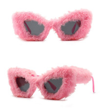 Original Butterfly Faux Fur Wig Pale Rose Sunglasses