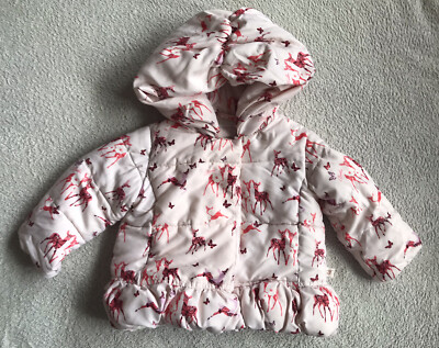 Ted Baker Baby Girl Pink Floral Deer Butterfly Jacket Coat Rain