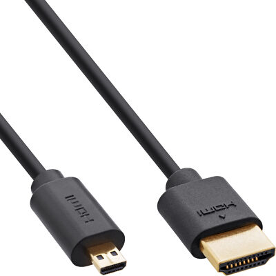 InLine  Slim Ultra High Speed HDMI Kabel, 8K4K, A St. / D St. (Micro), 1,5m