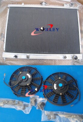 Aluminum Radiator + Fans For Nissan Pintara Skyline R31 1986-1993 AT/MT 92 91