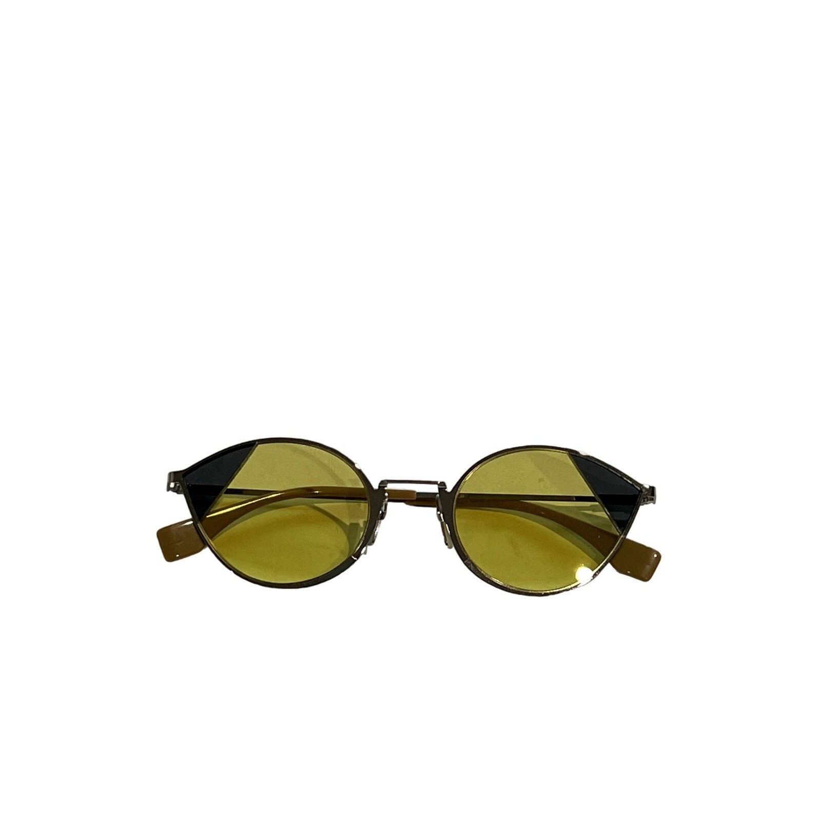 FENDI Silver Cat Eye Sunglasses with Yellow Tint NWOT-image