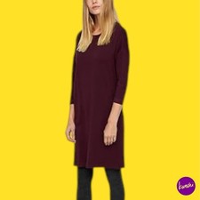 VERO MODA Women's 3/4 Sleeve Relaxed Sweater Dress, Wine Red, UK L/ 14 | EU 42