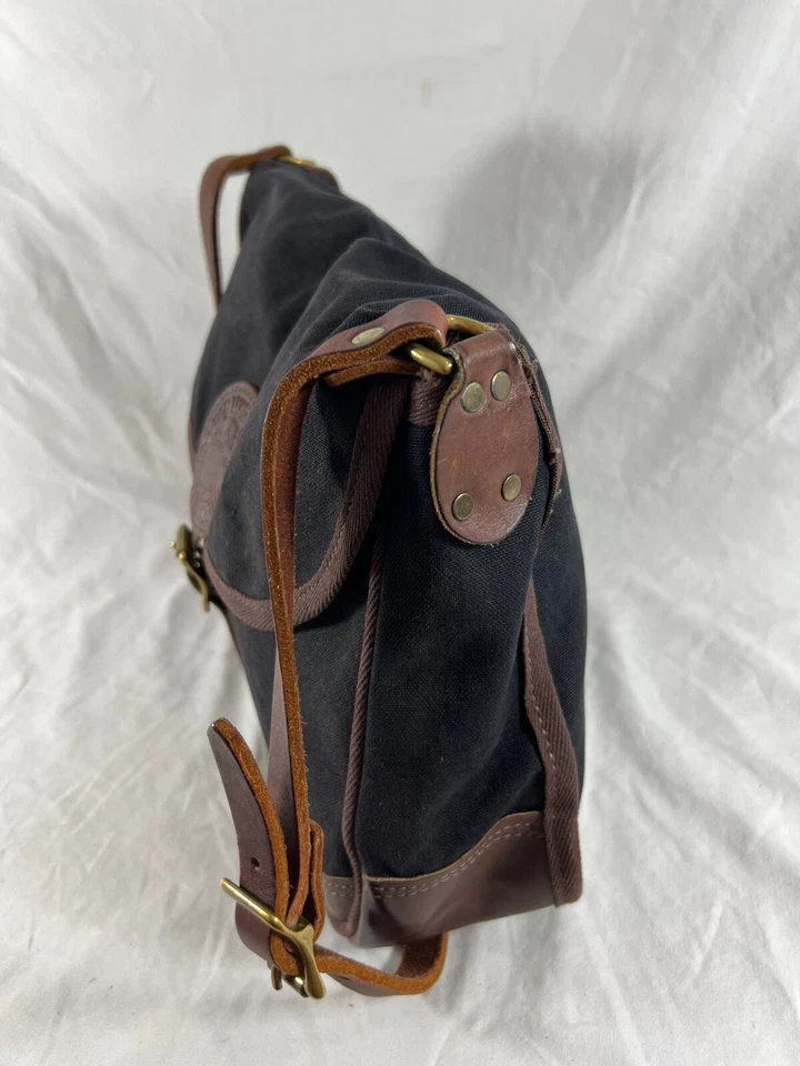 Bandolera DULUTH PACK DULUTH MINN Negra Lona Cuero Marrón Sillín Hecha en EE. UU. Foto 4 de 4