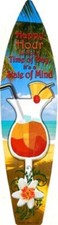 HAPPY HOUR METAL NOVELTY SURFBOARD SIGN