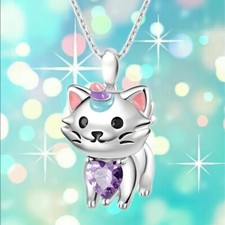 Cute Puppy Decor Necklace Heart Simulated Gemstone Pendant