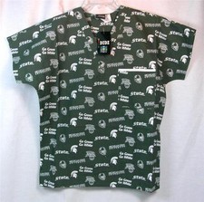 Michigan State Spartans Scrub Top Nurse Uniform Shirt Doctor Team Medical Fan