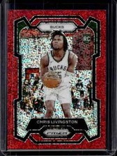 2023-24 Prizm Chris Livingston Red Sparkle Prizm Rookie Card RC #156 Bucks Sp