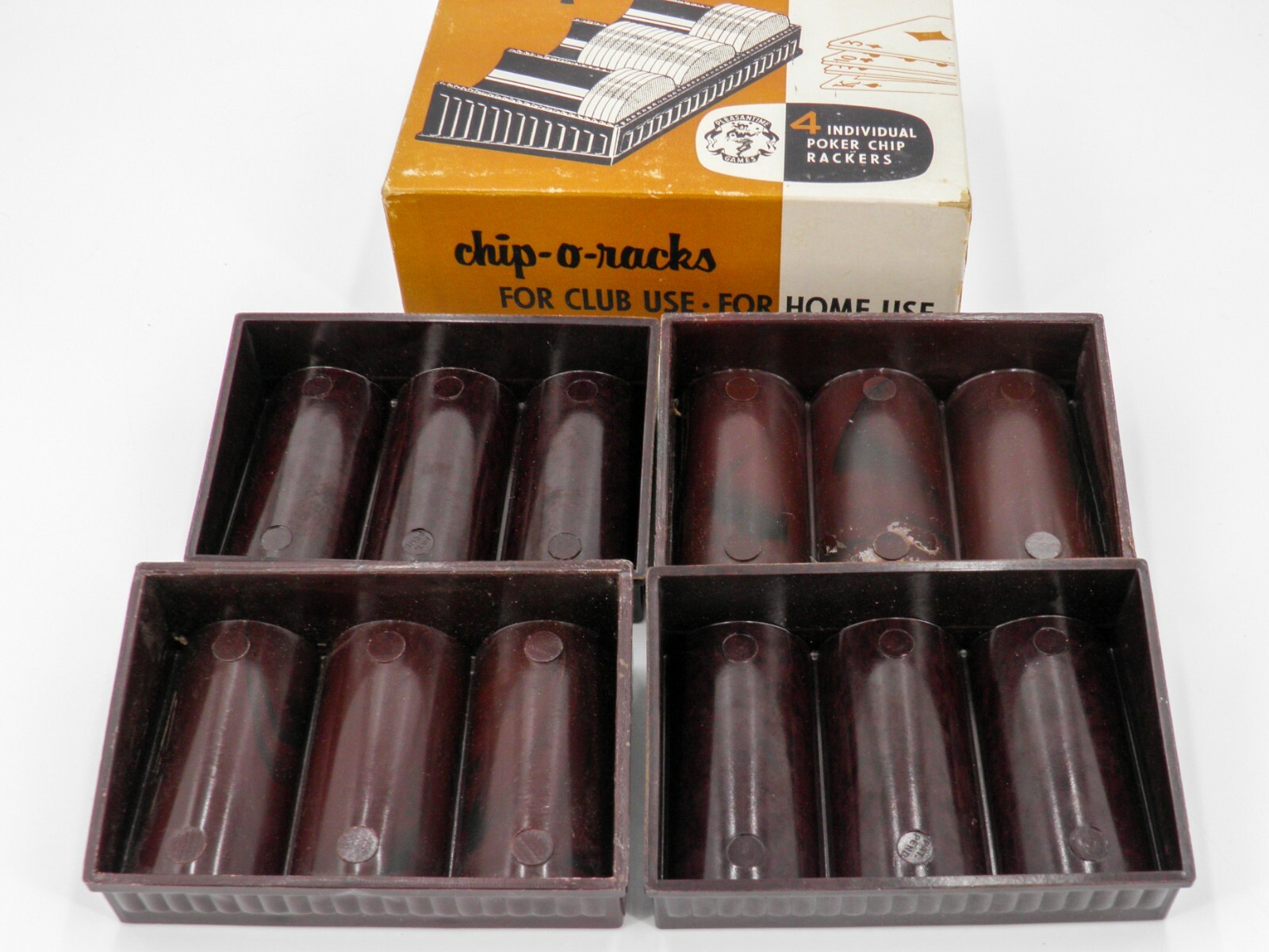 Vintage Pleasantime Games CHIPORACKS 4 Individual BAKELITE Poker