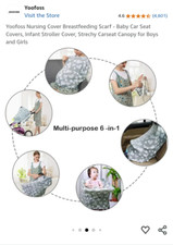  6 in 1 Nursing Breastfeeding Cover/Car Seat Canopy/Grey White-Gently Used