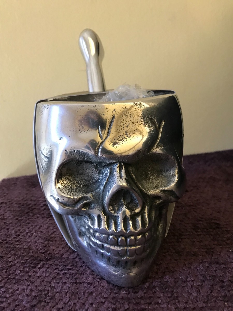 NEW METAL SKULL MORTAR & PESTLE GOTH WITCH KITCHEN Halloween