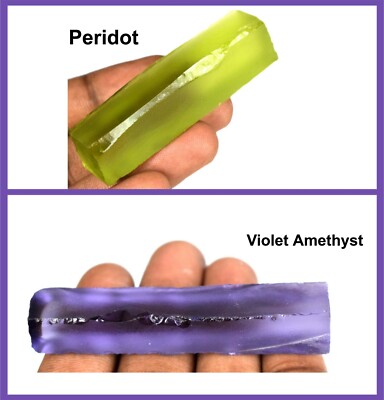 180 Ct Violette Amethyst-Und Peridot-Edelsteine Slice Rohpaar Zertifiziert AD808