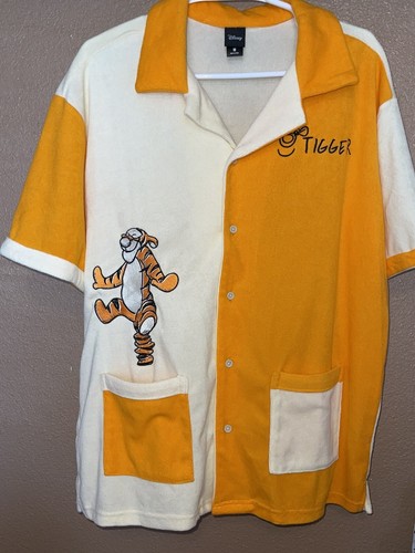 Disney Winnie The Pooh Tigger Color blocked Terry Shirt Button Up Size M