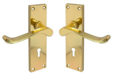 Brass Victorian Scroll Lever Lock keyhole Door Handle