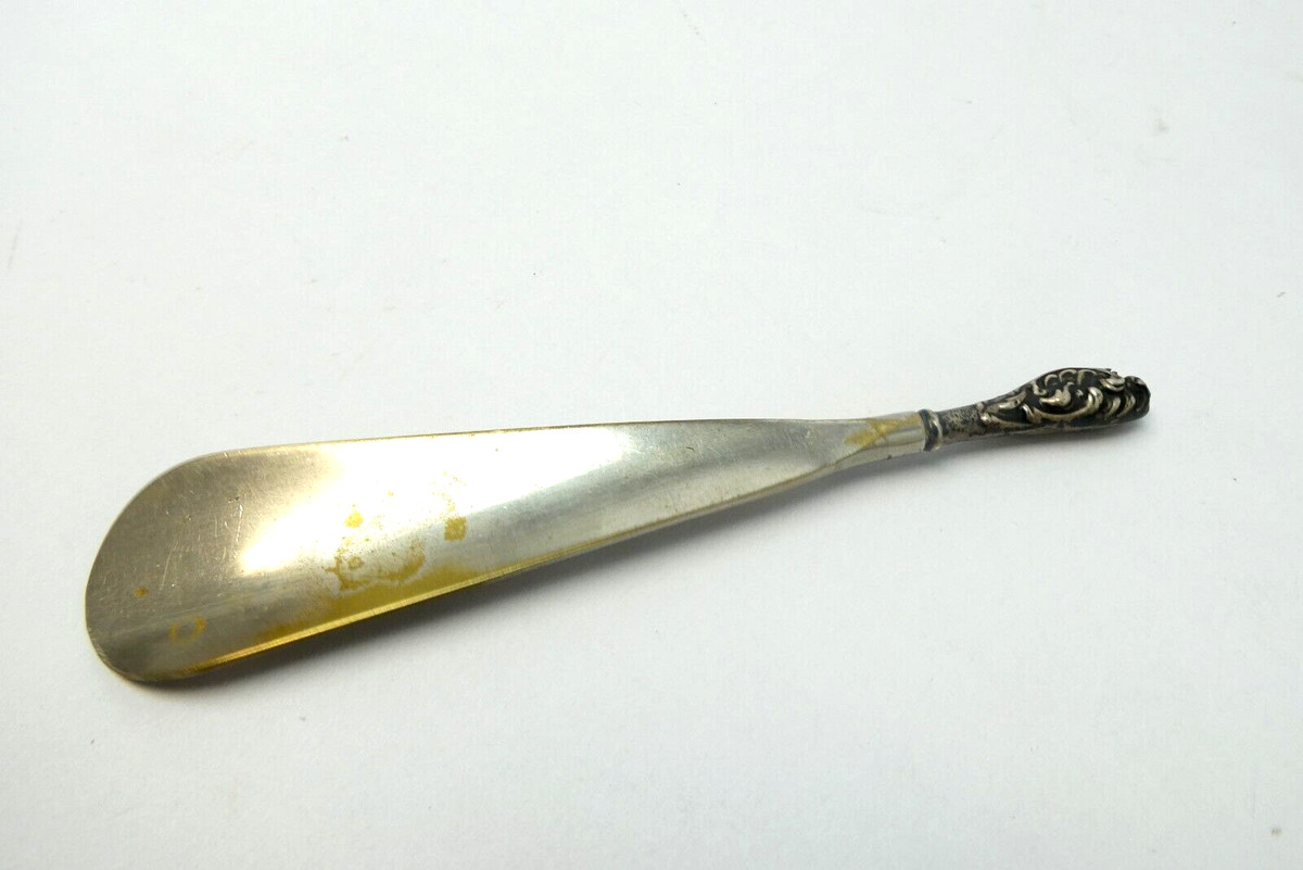 Antique Old Broken Handle Sterling Brass Shoe Horn Victorian Unbranded View 2