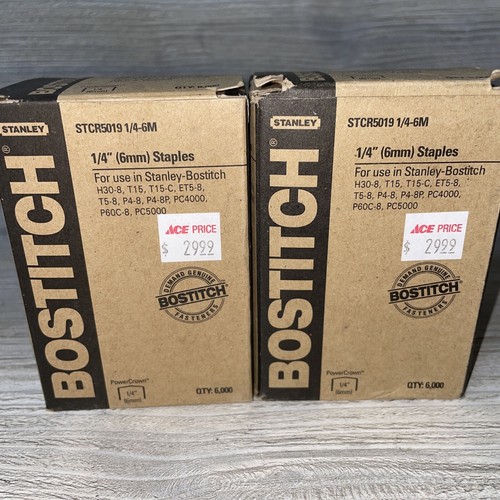 STCR5019 2 Boxes Stanley Bostitch Power Crown Staples 1/4" 6000/box