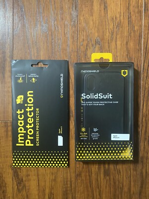 RhinoShield SolidSuit Case for iPhone X Black with Impact Protection Screen NEW!