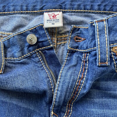 True Religion Jeans Mens 40x28 Blue Straight Flap Pocket